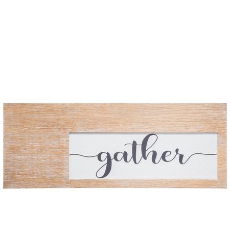 URBAN TRENDS COLLECTION Wood Rectangle Wall Decor with Side Corner Gather in Cursive Writing on Cloth Brown 39662